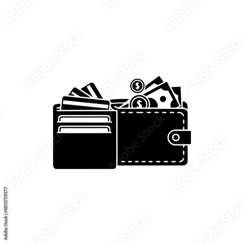 Open wallet with cash and cards