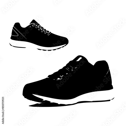 Modern black running shoes