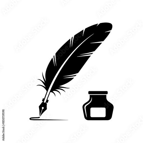Quill pen and inkwell