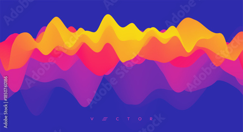 Abstract wavy background. Dynamic effect. Cover design template. 3D illustration for brochure, poster, card, presentation, flyer or banner.