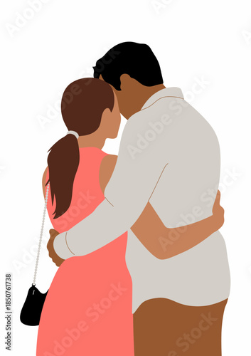 This artwork depicts a couple warmly embracing, emphasizing the feeling of love and connection between them, showcased beautifully in an artistic style.