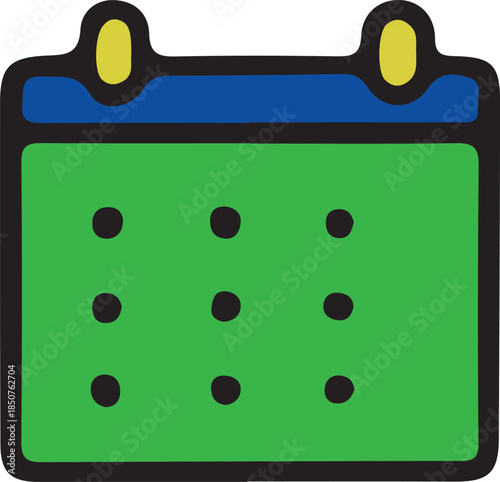 Vector calendar icon illustration featuring a round glass button design with water drop and metal technology art symbols