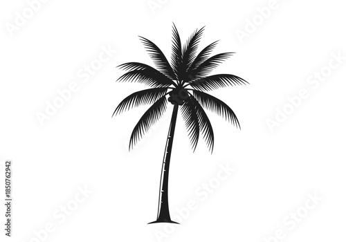 Vector illustration of a palm tree swaying in the breeze, tropical theme, clean vector outlines, clipart style vector