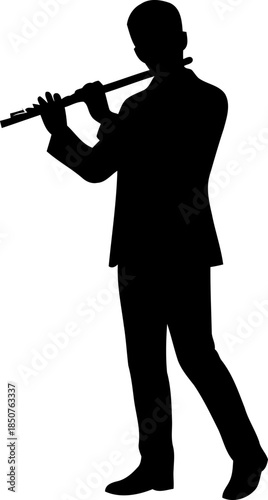 Silhouette of Musician Playing Flute