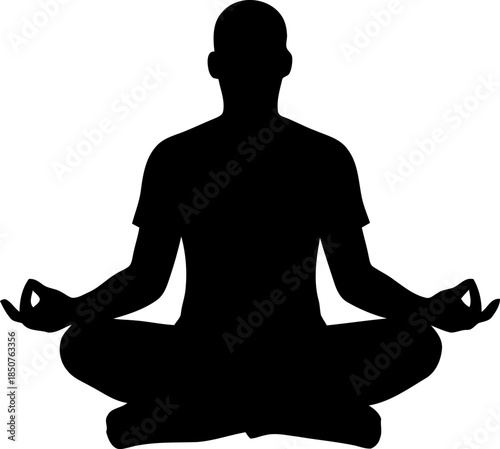 Silhouette of Man Meditating in Lotus Pose
