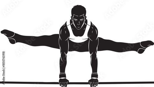 Fitness woman performing a challenging handstand balance on a line