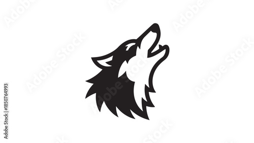 Wolf Head Silhouette in Simple Monochrome Design on White Background for Logo Template