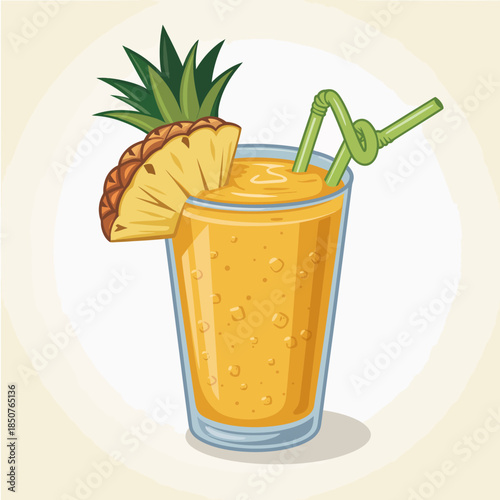 A tantalizing tropical drink served in a glass with fresh pineapple and colorful straws, evoking feelings of summer relaxation and refreshing moments by the poolside.