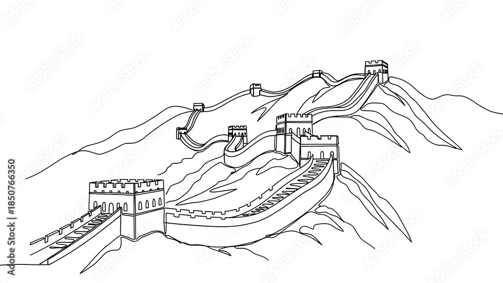 Fototapeta premium The great wall of china serpentine fortress on mountains