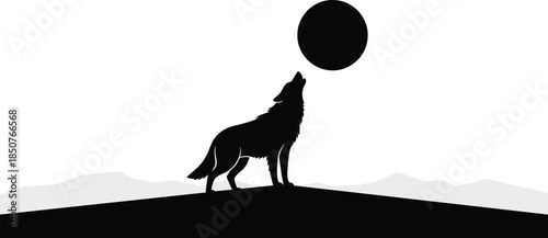 Wolf howling at moon
