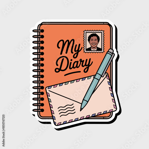An engaging design displaying a personal diary with a pen and photo, representing self-reflection, creativity, and the importance of preserving cherished memories in our lives.