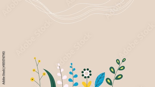 Animated Flat Nature Background with Copy Space for Digital Design