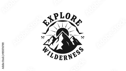 Explore Wilderness Mountain Sun Emblem.