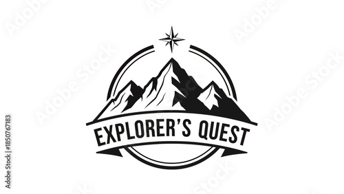 Explorers Quest Mountain Adventure Logo Emblem.