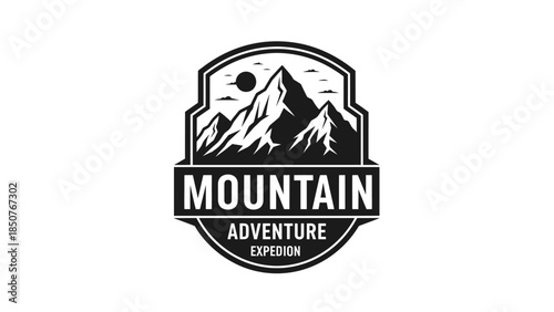 Mountain Adventure Expedition Emblem Vintage Style.