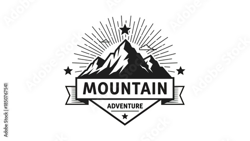 Vintage Mountain Adventure Emblem Logo Design.
