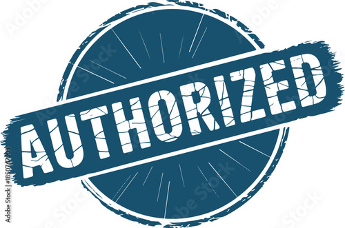 Authorized stamp grunge round sign with text and empty transparent background