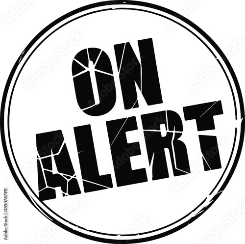 On alert stamp, warning sign, danger notification, urgent message
