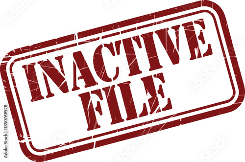 Inactive file stamp, red grunge seal, document status, official notification
