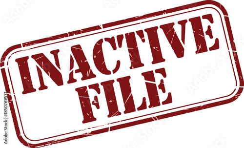 Inactive file stamp, red grunge seal, document status, official notification