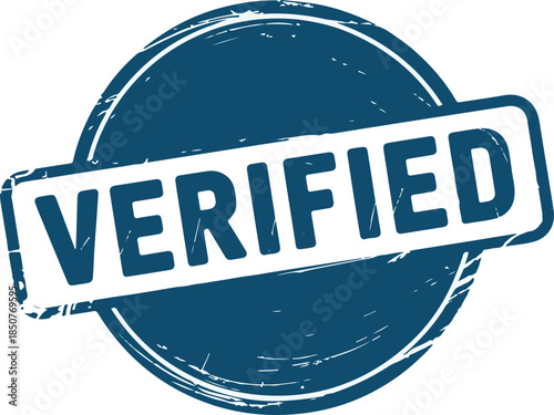 Verified stamp emblem, blue grunge stamp, approved seal, approval stamp, official seal