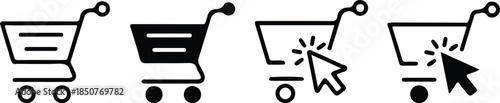 shopping cart black four icons set vector illustration design art 