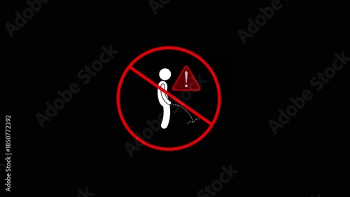 Prohibition Sign Against Urinating With Warning Symbol On Black Background no urinating