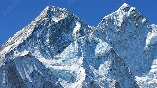 Majestic Mountain Peaks - A Stunning View of Snowy Summits.