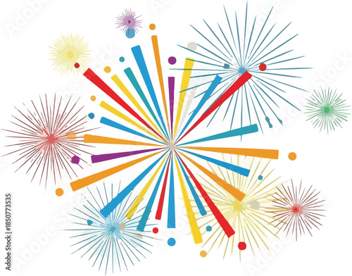 Colorful Festive Display: A vibrant display of fireworks explodes, its radiant bursts of color illuminating the sky, igniting a sense of awe and celebration.