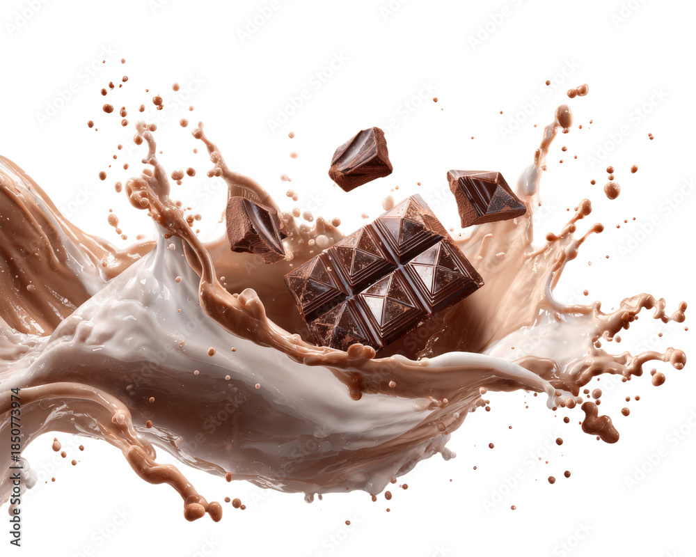 Fototapeta premium Dark chocolate splash, isolated on a transparent background