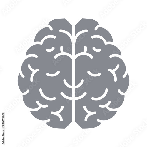 Gray brain icon on white background