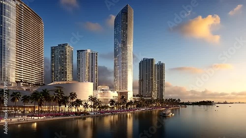 Miami Skyline at Sunset - A Stunning Urban Landscape.