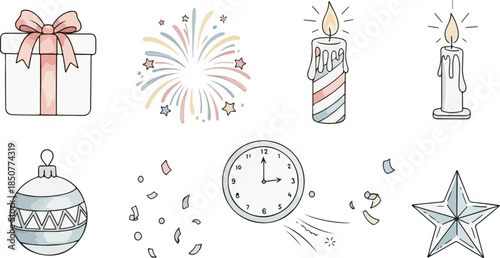 Festive Celebration: Capturing the essence of joy and anticipation, a collection of elements comes together to celebrate special occasions and holidays.