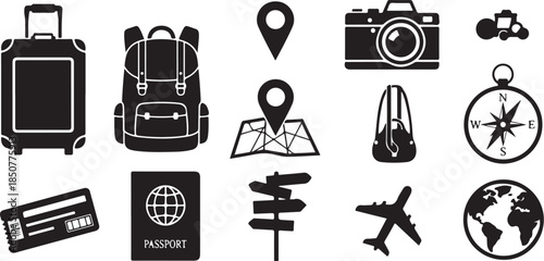 Travel and vacation icon set for planning
