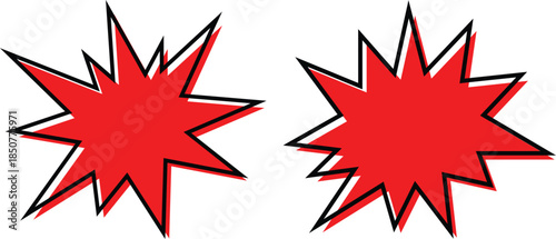 Vibrant red cartoon explosion burst graphics