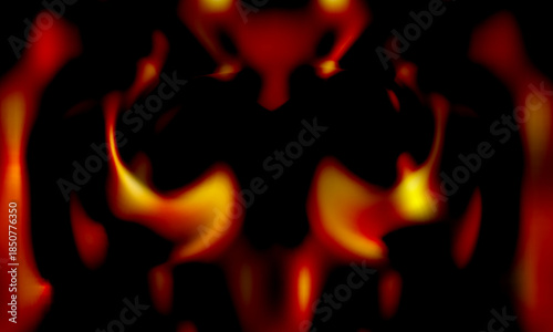 Abstract Firelight Silhouette in Warm Red and Yellow Tones, Intense Mood and Energy