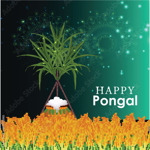Happy pongal creative design  celebration greeting card