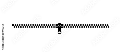 Black zipper open on white background in minimalist design  