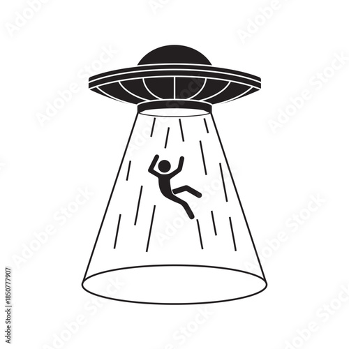 vector flat icon of person abducted by ufo