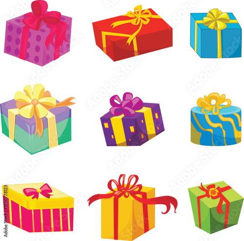 Christmas gift box present surprise with ribbon bow festive holiday celebration vector