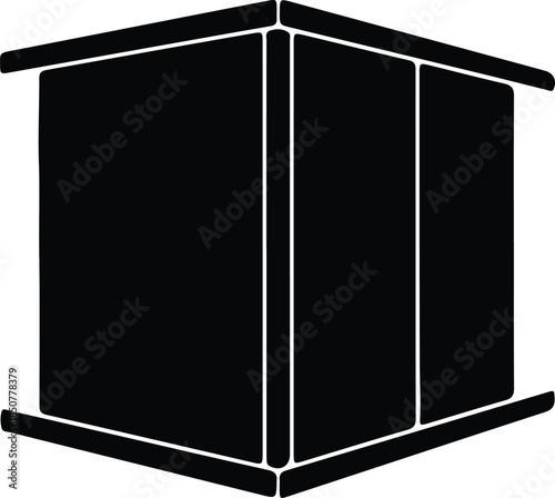 Silhouette Abstract Three Dimensional Geometric Cube Box Shape Vector Illustration