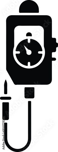 Silhouette Automotive Tire Air Pressure Gauge Meter Icon Vector Illustration