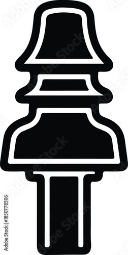 Silhouette ceramic electrical insulator for high voltage power line transmission Vector Illustration