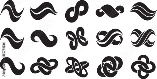 Infinity knot and wave shape vector icons