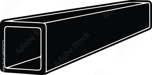 Silhouette Square Hollow Tube Metal Profile Construction Material Isometric View Vector Illustration