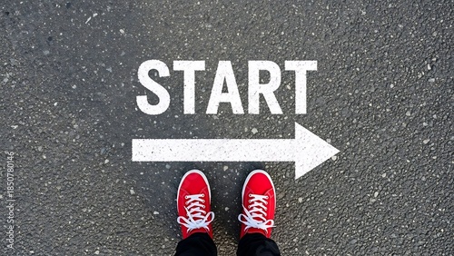 Feet positioned at the start line
