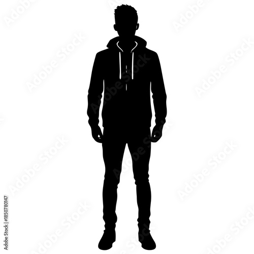 Urban Man Fashion Silhouette Vector: Front and Back View of Male Figure in Jacket and Jeans