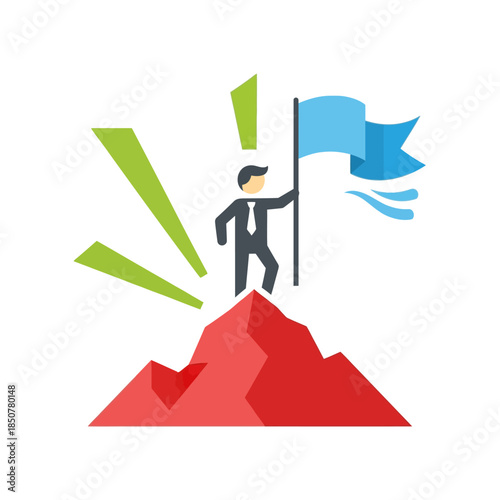 Achievement metaphor business success concept goal reaching summit victory career progress challenge overcoming peak accomplishment leadership