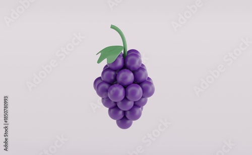 A bunch of ripe, dark purple grapes on white background.