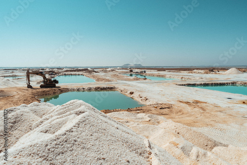 green blue salt lakes in siwa in Egypt 